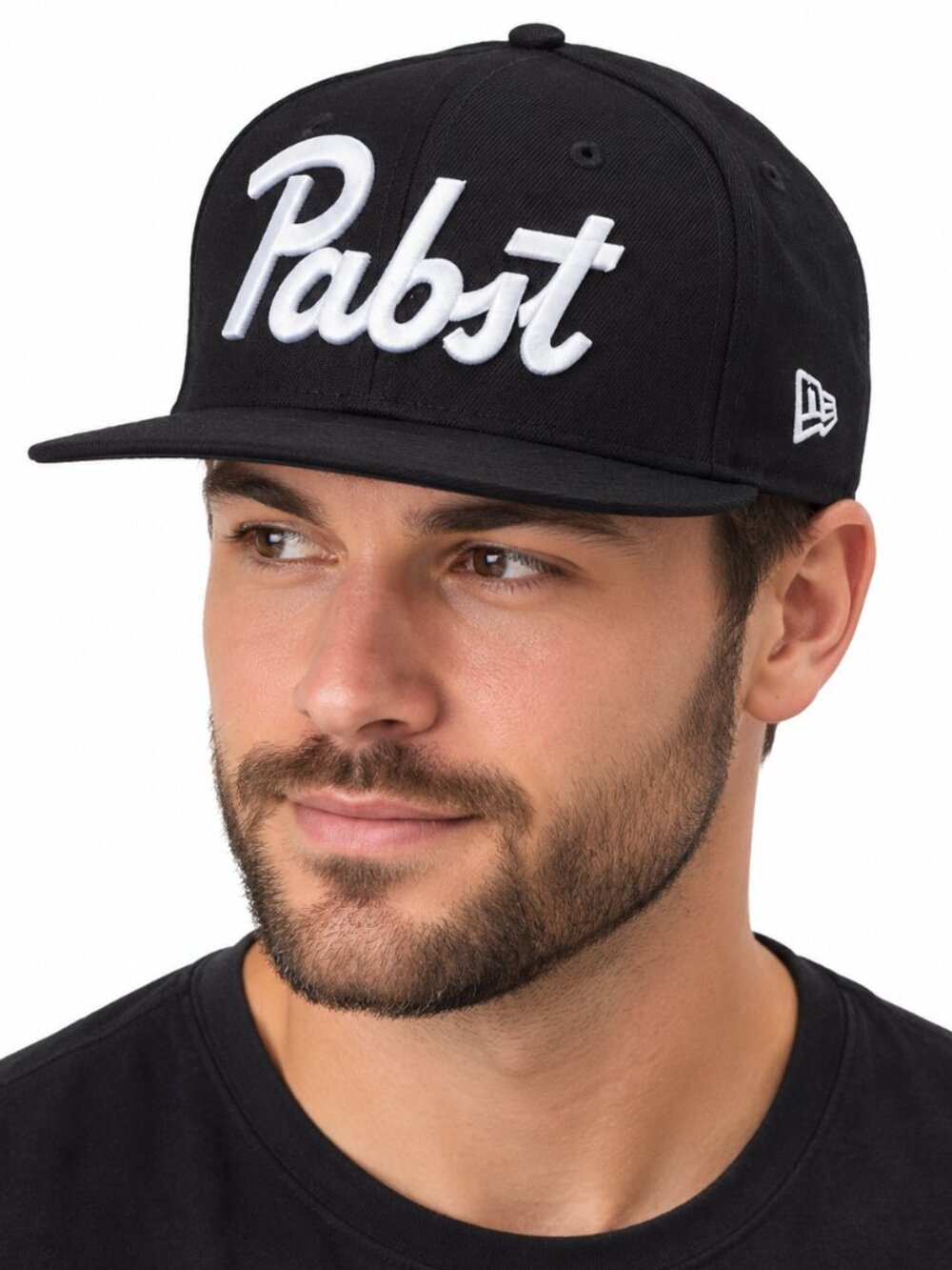 NEW ERA Pabst 9Fifty Hat Cap Black White OSFA Snapback Flat Brim PBR Blue Ribbon